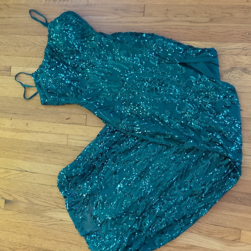 Elegant Teal Sequin Gown Junior